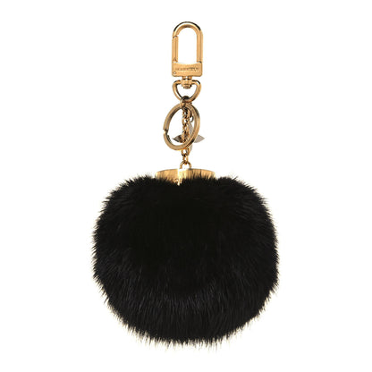 Louis Vuitton Mink Fur Bubble V Bag Charm Key Holder Black 3 of 5