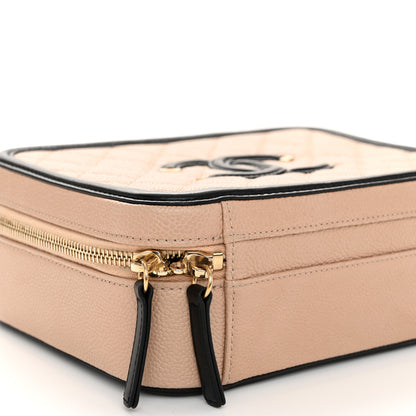 Chanel Caviar Quilted Medium CC Filigree Vanity Case Beige Black 9 of 11