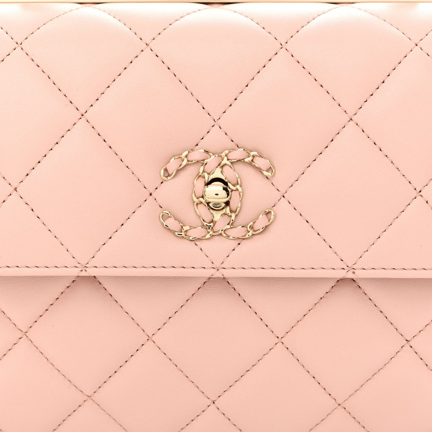 Lambskin Quilted Small Trendy Chain CC Flap Dual Handle Bag Light Pink