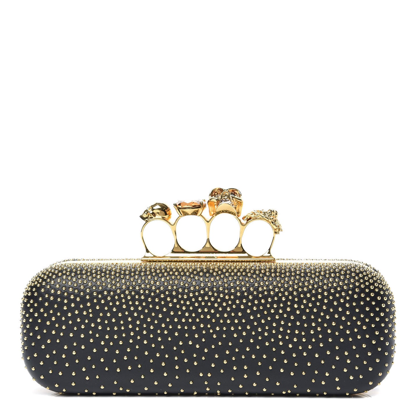 Studded Knucklebox Clutch Black