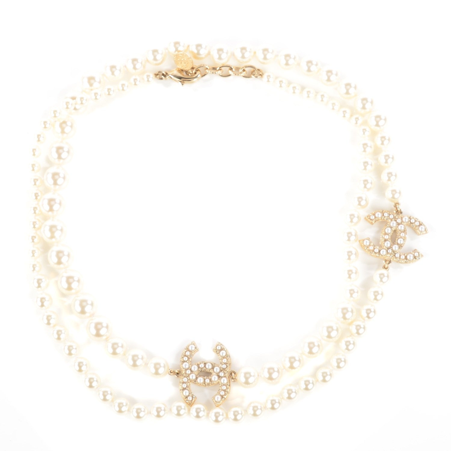 Chanel Graduated Pearl Long CC Necklace Gold 1 of 6