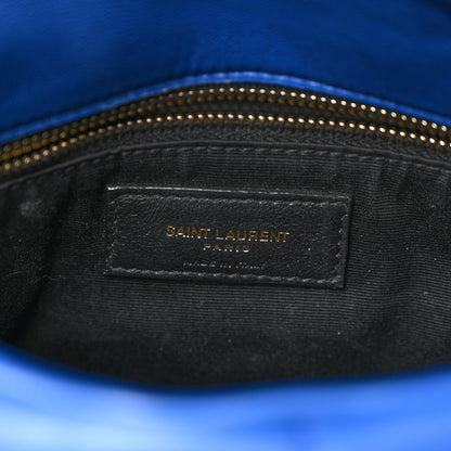 Saint Laurent Lambskin Quilted Small Loulou Puffer Monogram Chain Satchel Majorele Blue 6 of 10