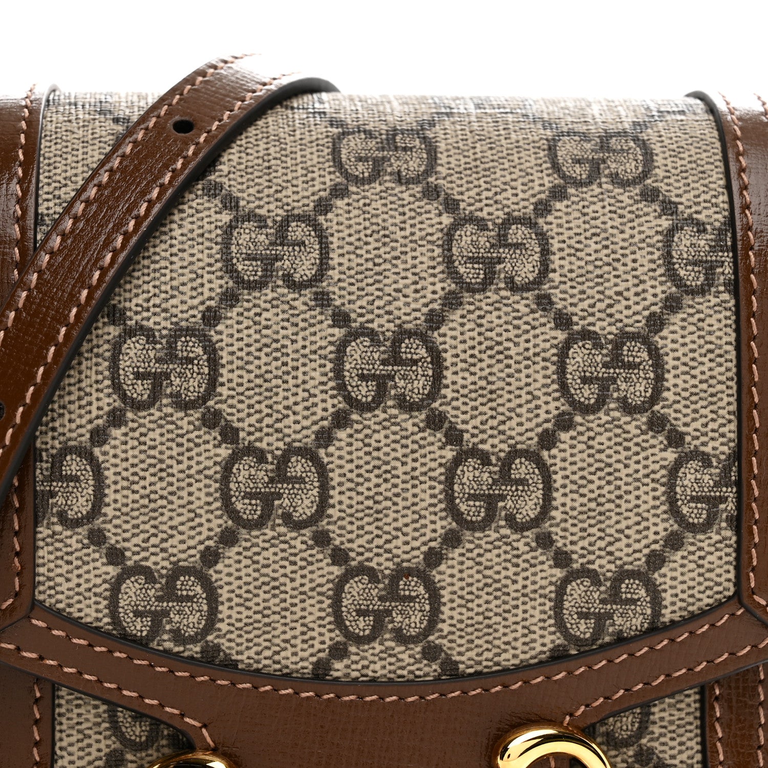 Gucci GG Supreme Monogram Mini Horsebit 1955 Crossbody Bag Beige Brown Sugar 7 of 10