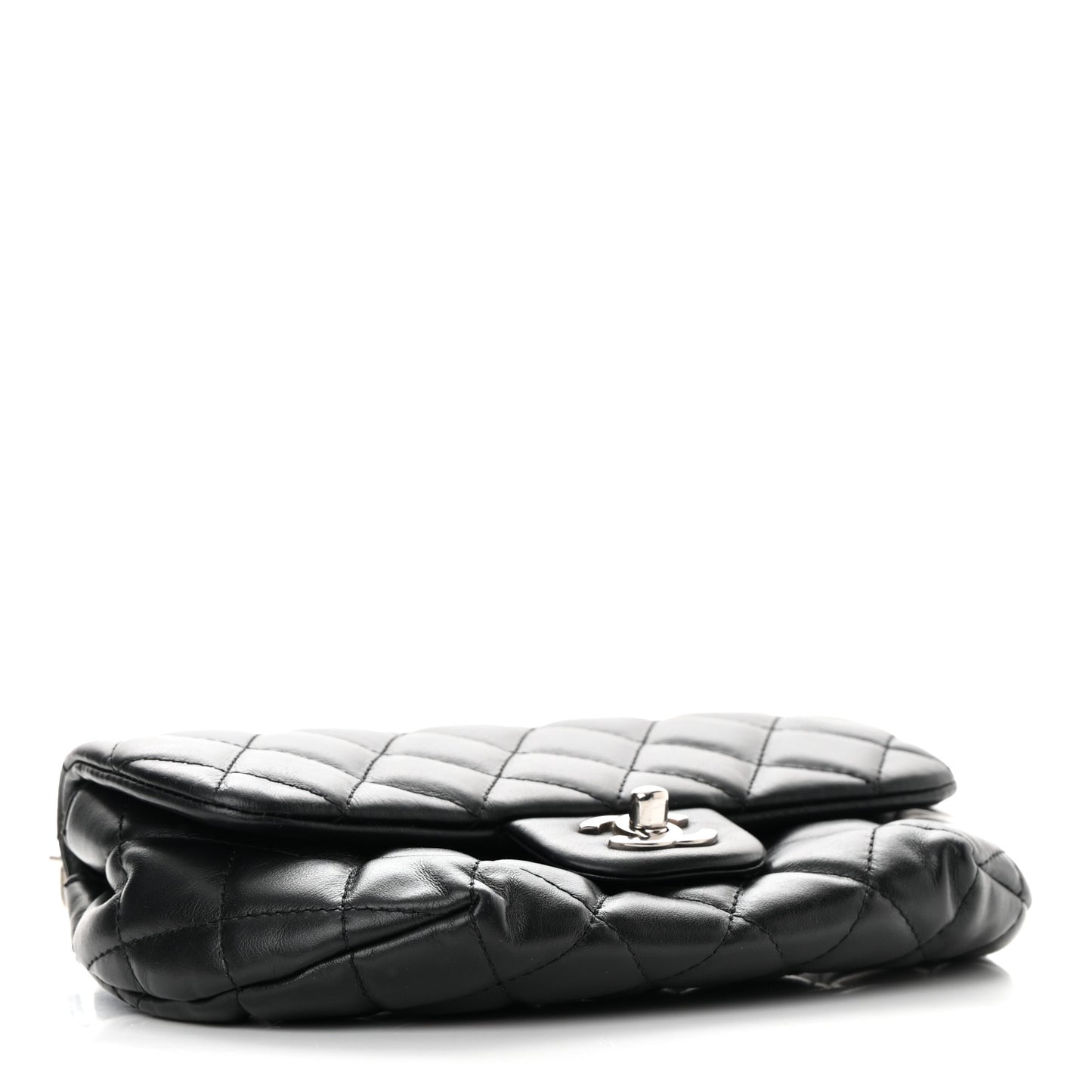 Calfskin Quilted CC Uniform Flap Belt Bag Black