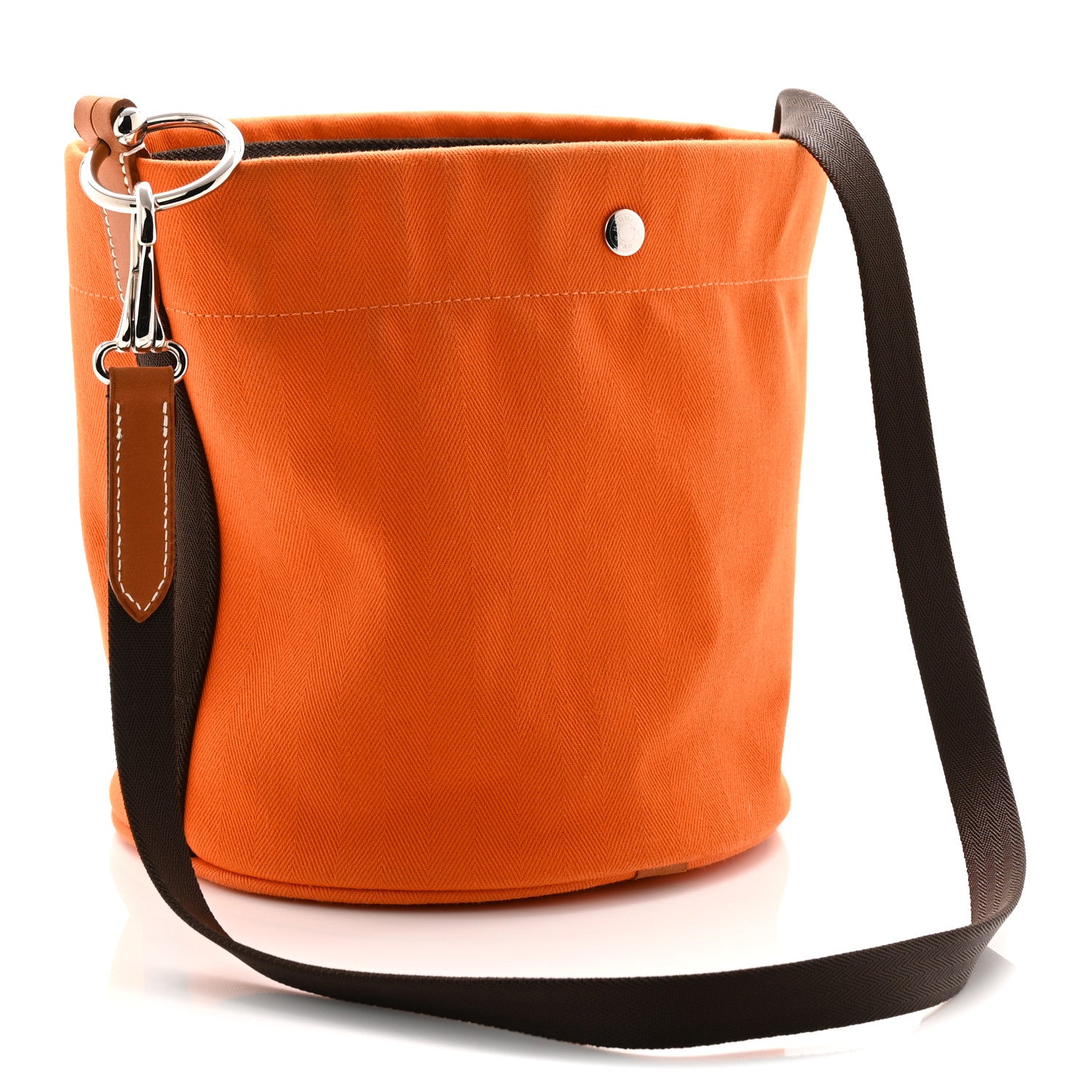 Hermes Toile Natural Barenia Sac De Pansage Grooming Bag Orange Kaki 3 of 10