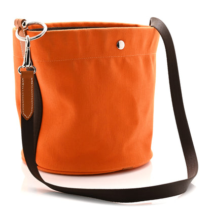 Hermes Toile Natural Barenia Sac De Pansage Grooming Bag Orange Kaki 3 of 10