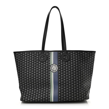Moynat Grained Calfskin Canvas 1920 Oh! Tote Ruban GM Carbon Silver 1 of 10