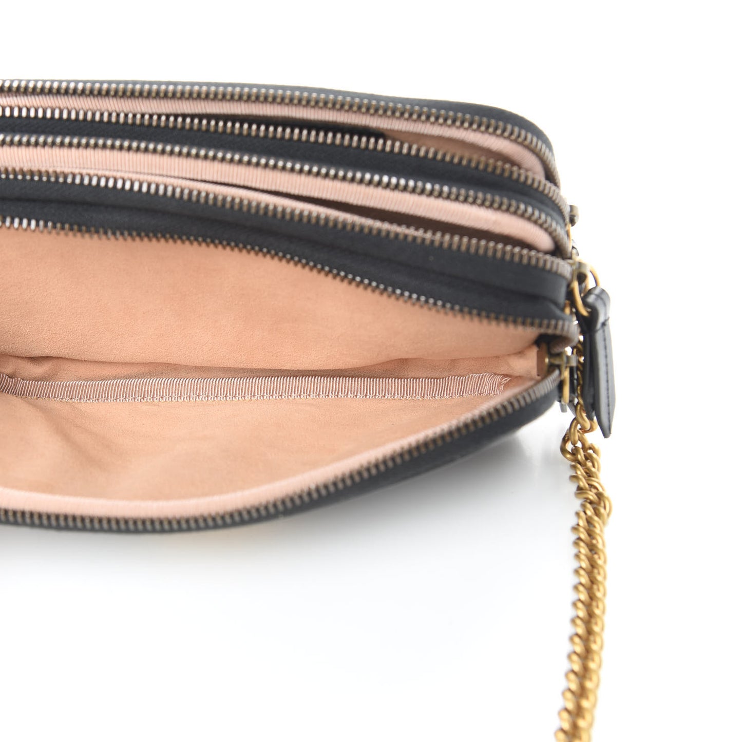 Calfskin Matelasse Mini GG Marmont Chain Crossbody Bag Black