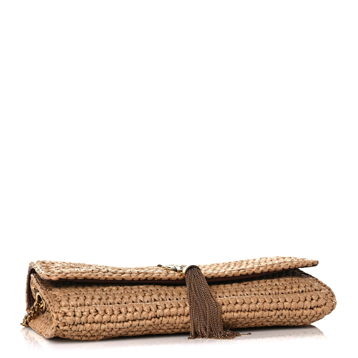 Saint Laurent Raffia Monogram Tassel Kate 99 Dark Nude 4 of 11
