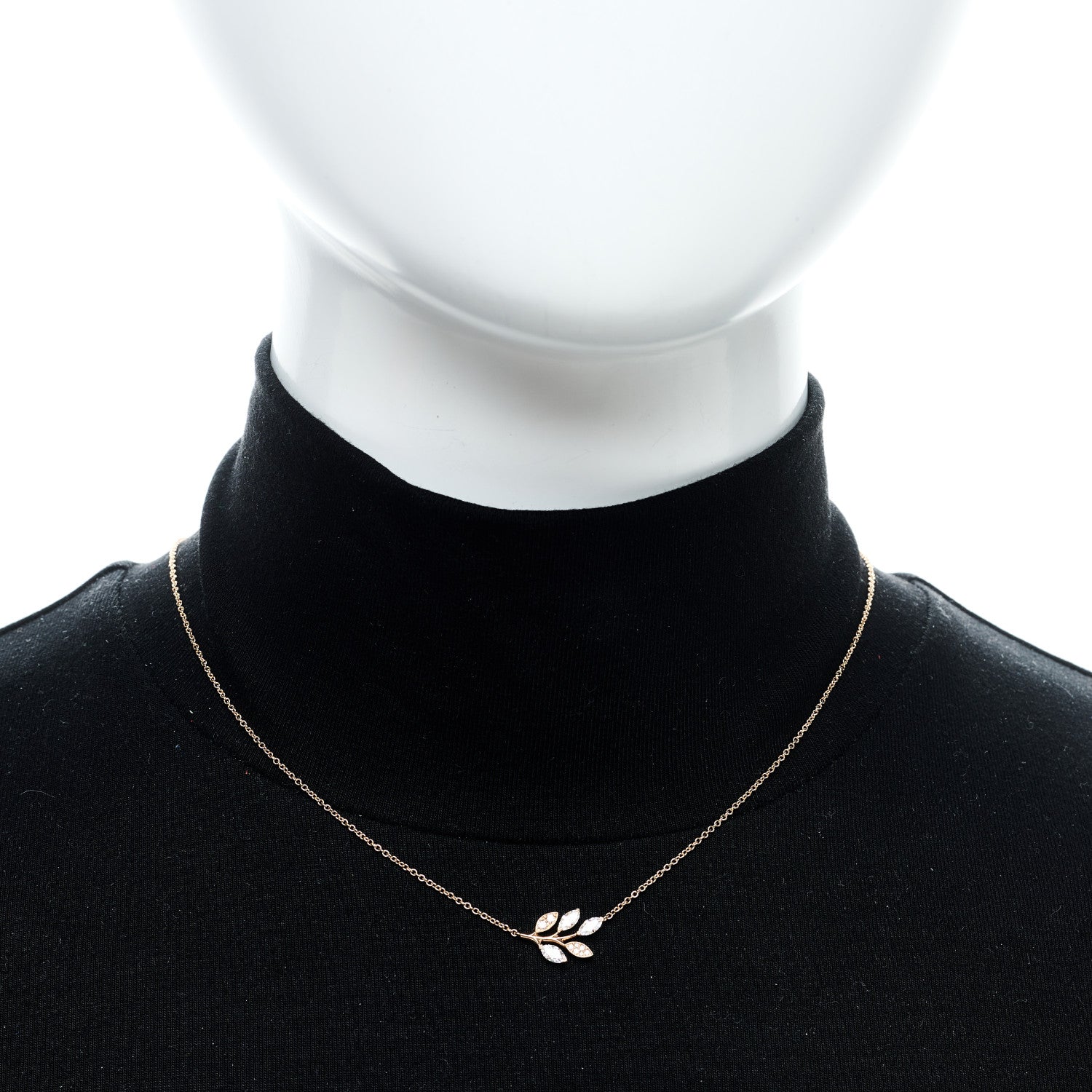 Tiffany 18K Rose Gold Diamond Victoria Vine Pendant Necklace 2 of 6
