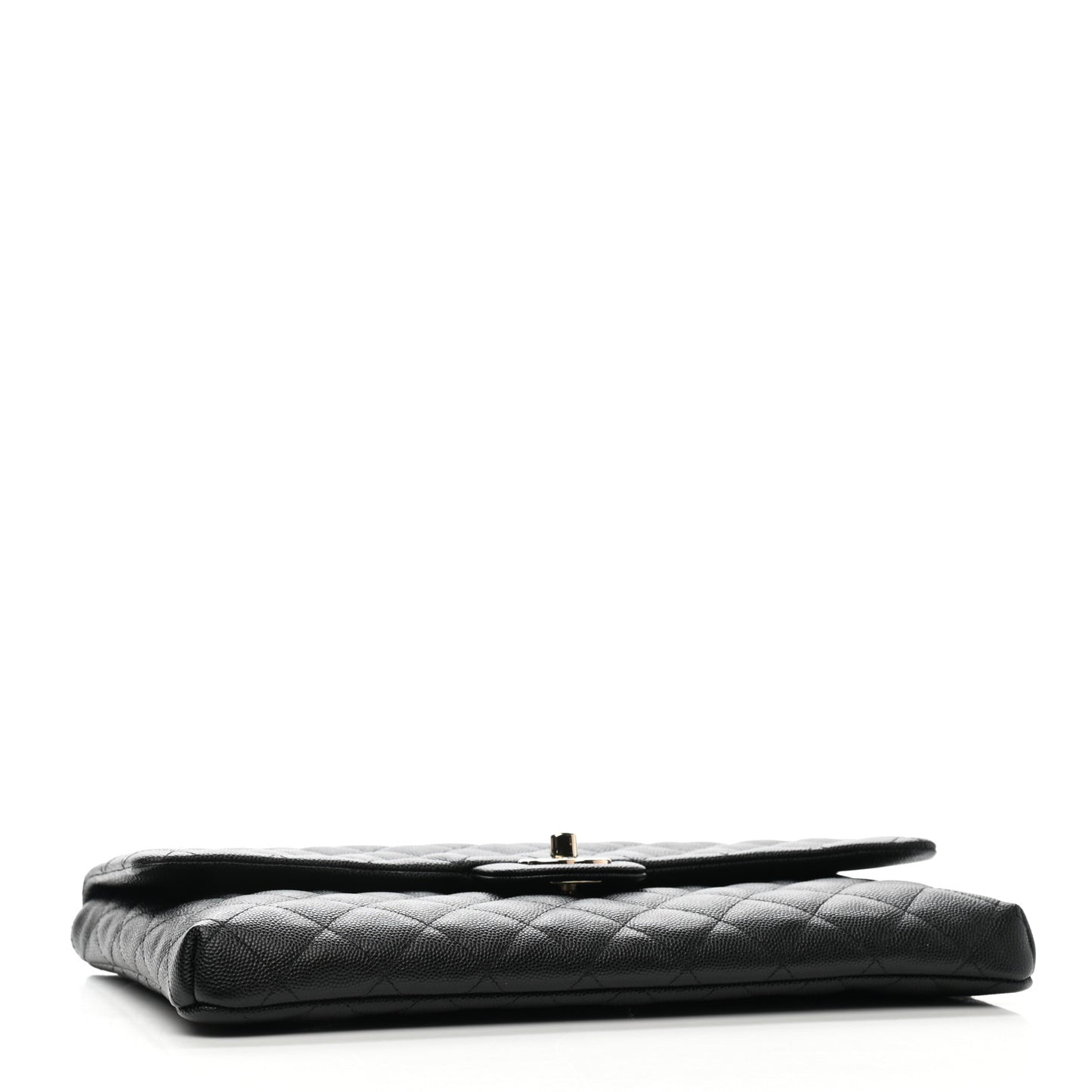 Caviar Quilted Flap Clutch Black