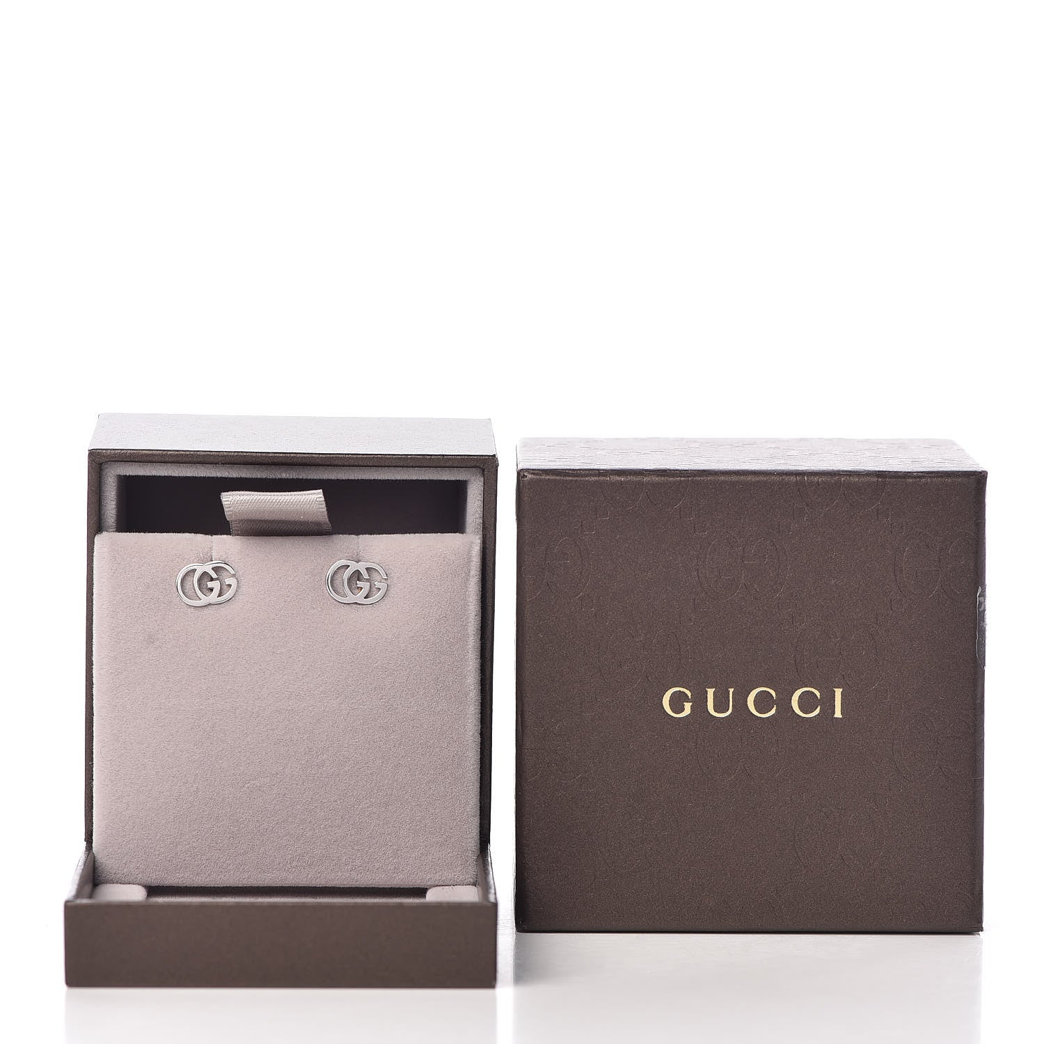 Gucci 18K White Gold GG Tissue Stud Earrings 6 of 6