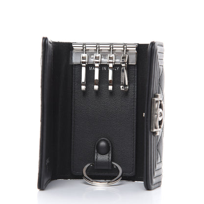 Chanel Calfskin Quilted 4 Key Holder Boy Flap Black 5 of 8
