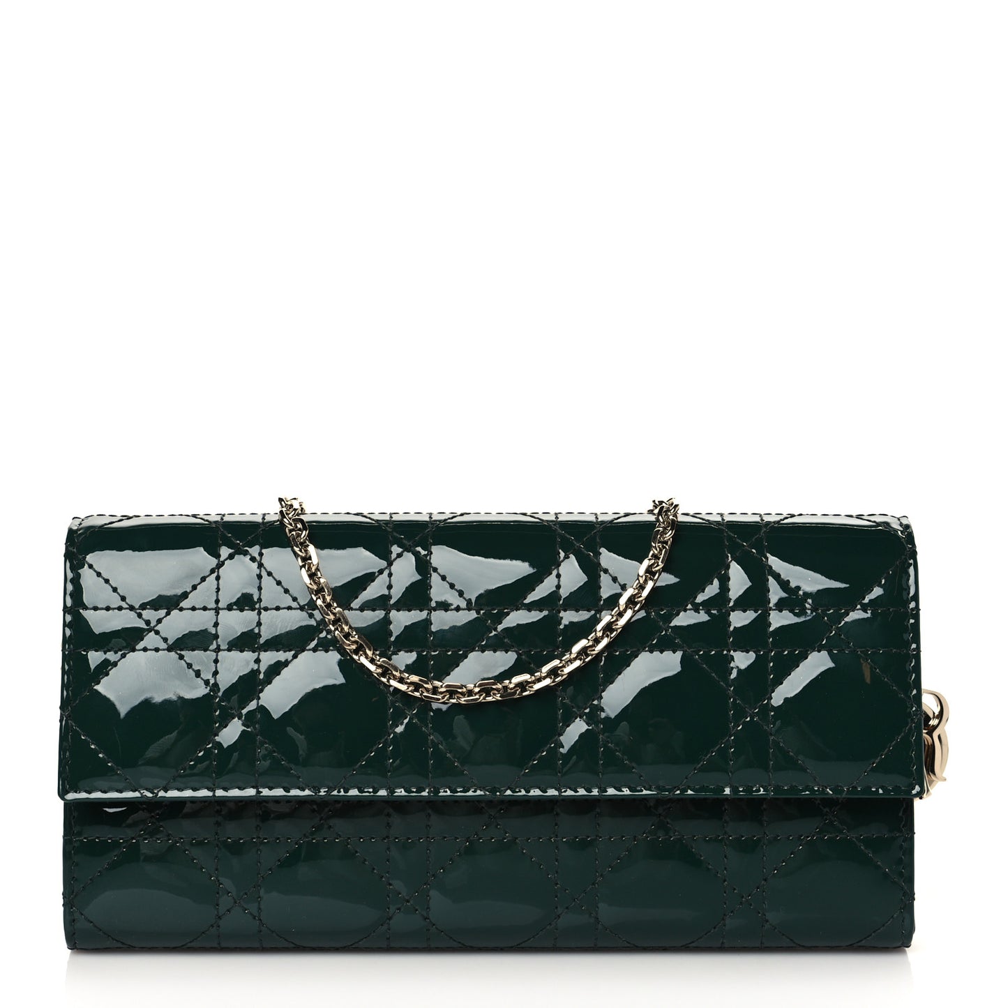 Patent Cannage Rendez-vous Chain Wallet Dark Green