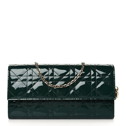 Christian Dior Patent Cannage Rendez-vous Chain Wallet Dark Green 1 of 10