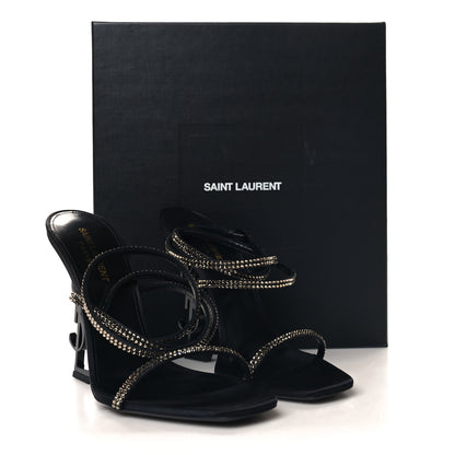 Saint Laurent Satin Crystal Opyum 110 Sandals 39.5 Black 9 of 9
