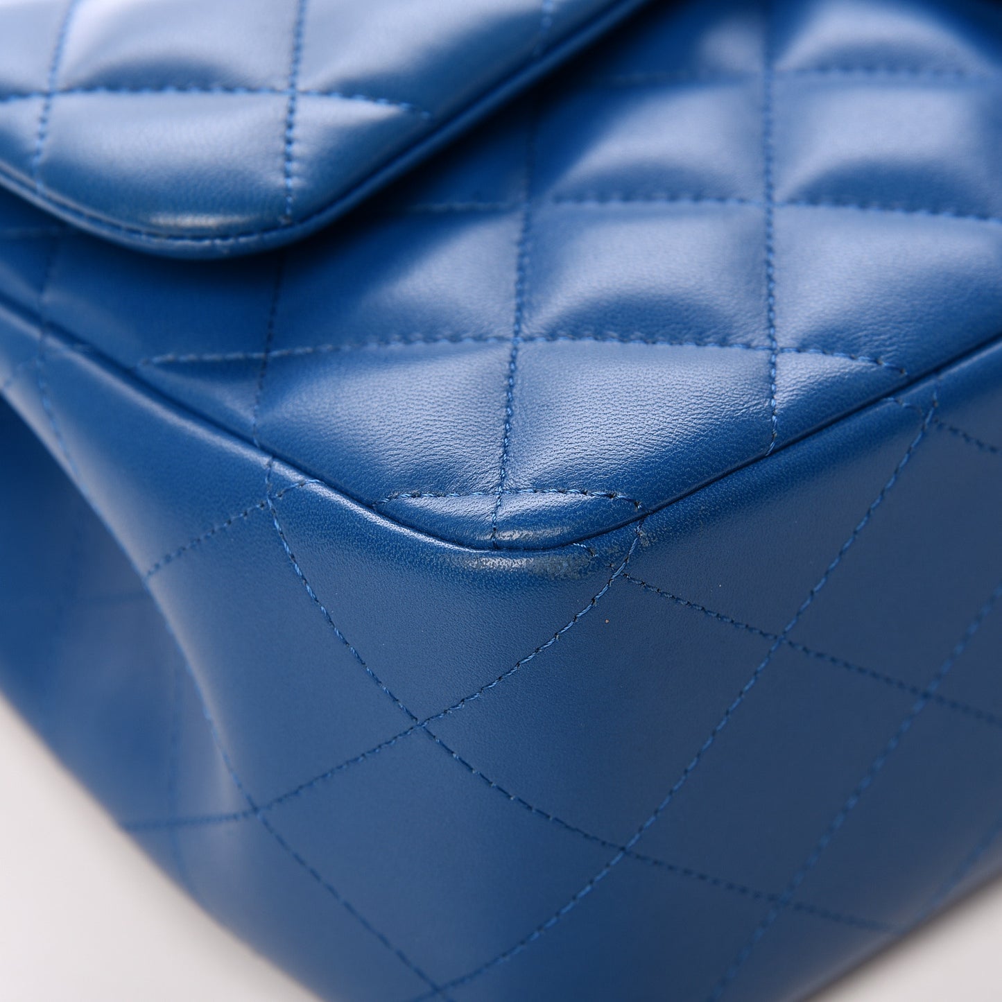 Lambskin Quilted Jumbo Double Flap Blue