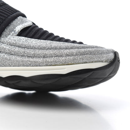 Chanel Glitter Stretch Fabric CC Sneakers 35 Black Silver 9 of 18