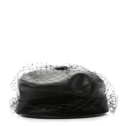 Christian Dior Lambskin Arty Cap with Veil 58 Black 1 of 10