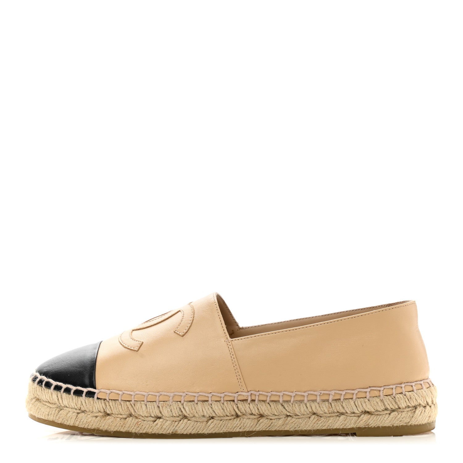 Chanel Lambskin CC Espadrilles 39 Beige Black 1 of 11