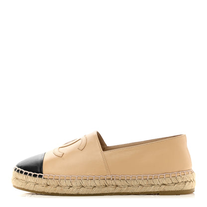 Chanel Lambskin CC Espadrilles 39 Beige Black 1 of 11