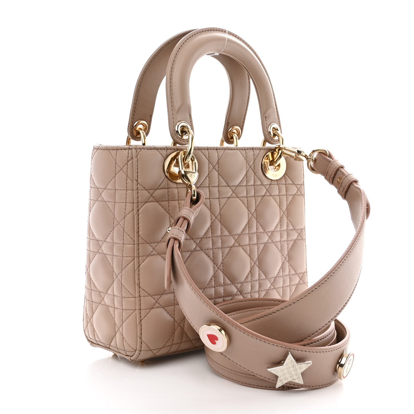 Lambskin Cannage Small Lucky Badges My Lady Dior Taupe