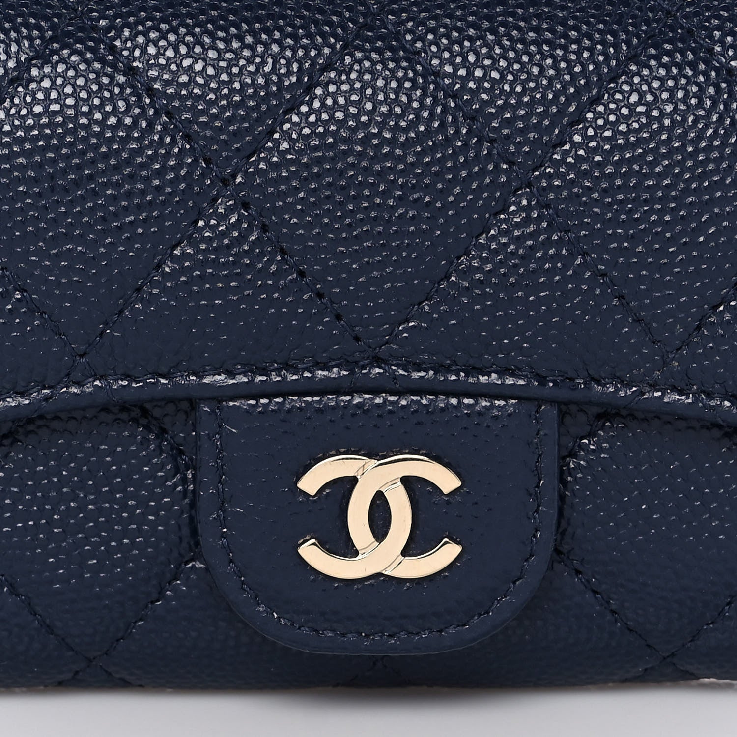 Chanel Caviar Quilted Flap Card Holder Wallet Navy Blue 9 of 11
