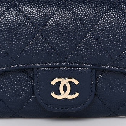 Chanel Caviar Quilted Flap Card Holder Wallet Navy Blue 9 of 11