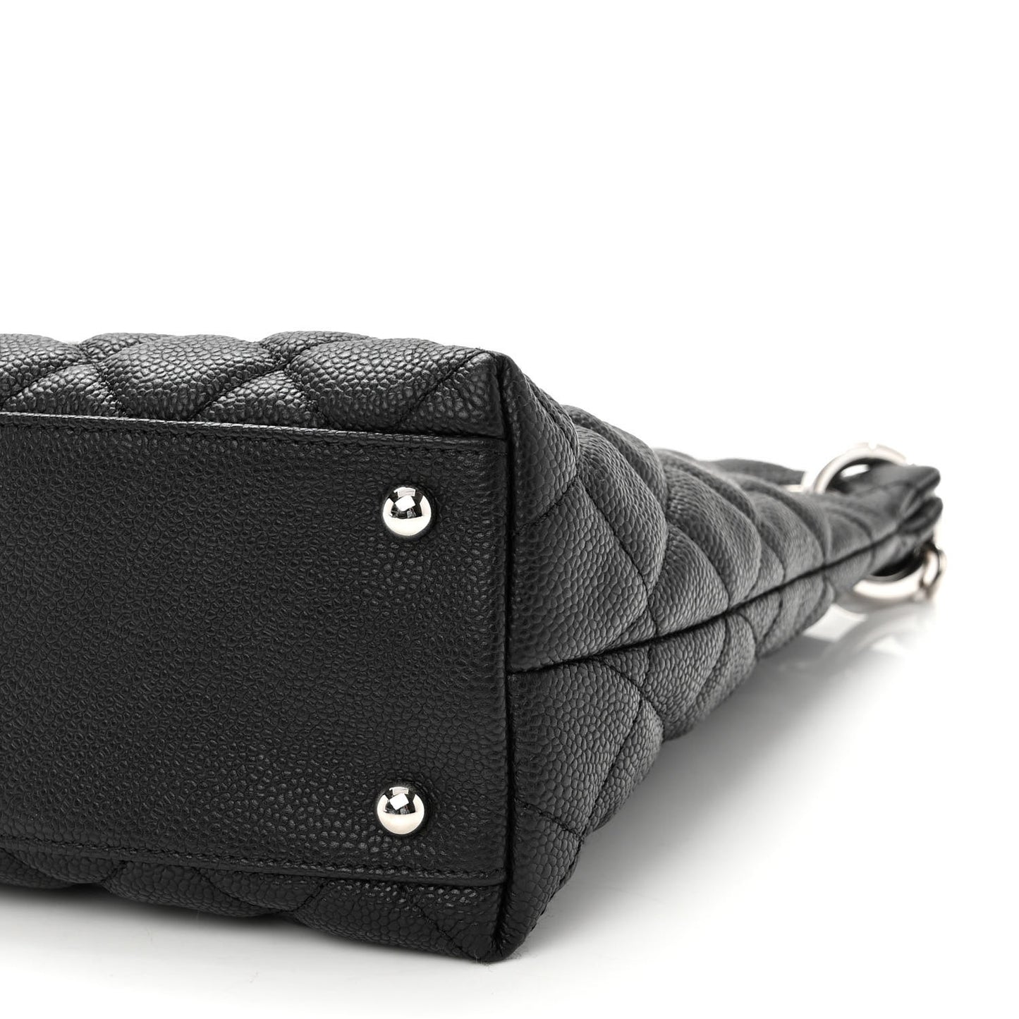 Caviar Quilted Large CC Shopping Tote Black