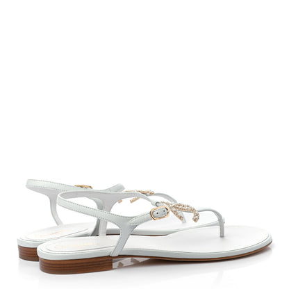Chanel Lambskin Pearl CC Thong Sandals 42 White 4 of 7