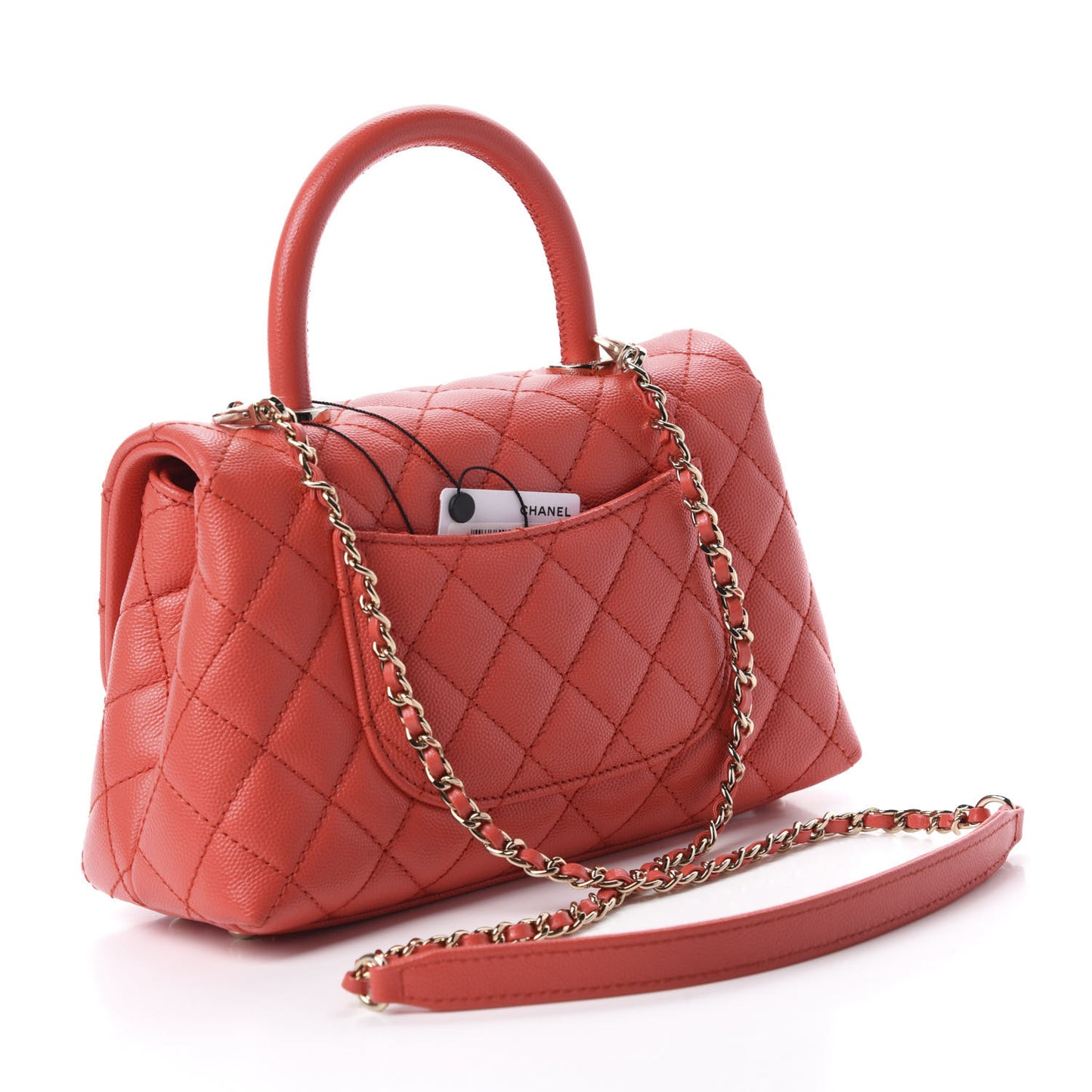 Caviar Quilted Mini Coco Handle Flap Red