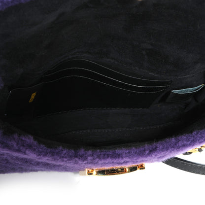 Fendi Shearling Nappa Mini Be Baguette Shoulder Bag Purple Black 5 of 10