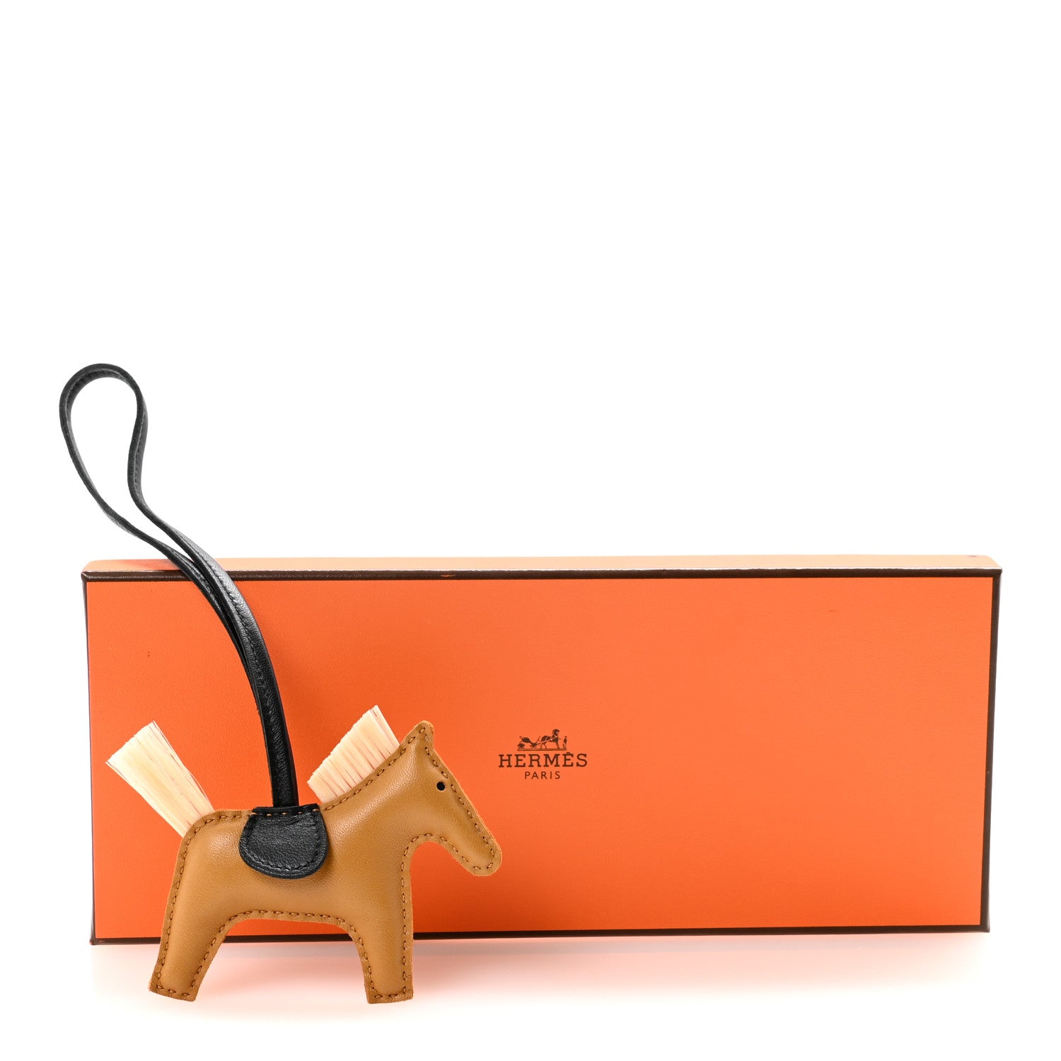 Hermes Milo Lambskin Horse Hair Grigri Rodeo Bag Charm PM Sesame Craie Black 4 of 4