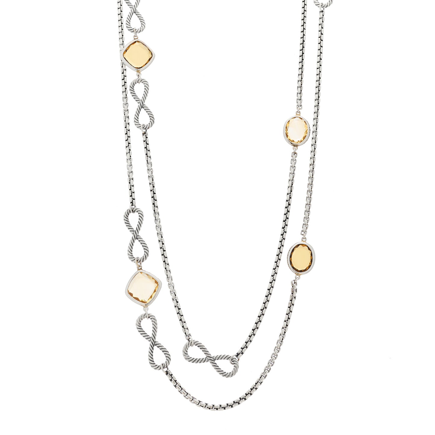 Sterling Silver Citrine Infinity Necklace