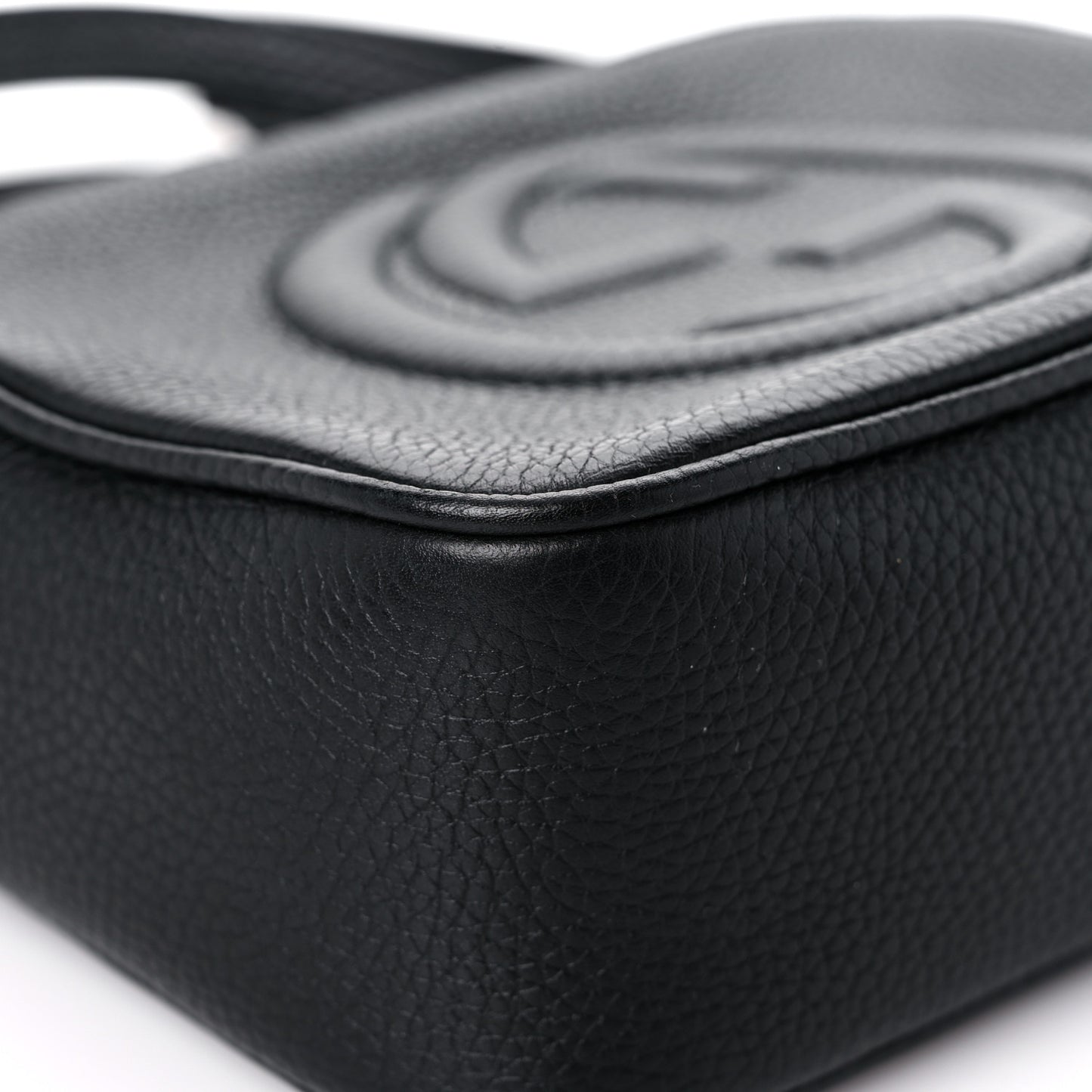 Pebbled Calfskin Small Soho Disco Bag Black