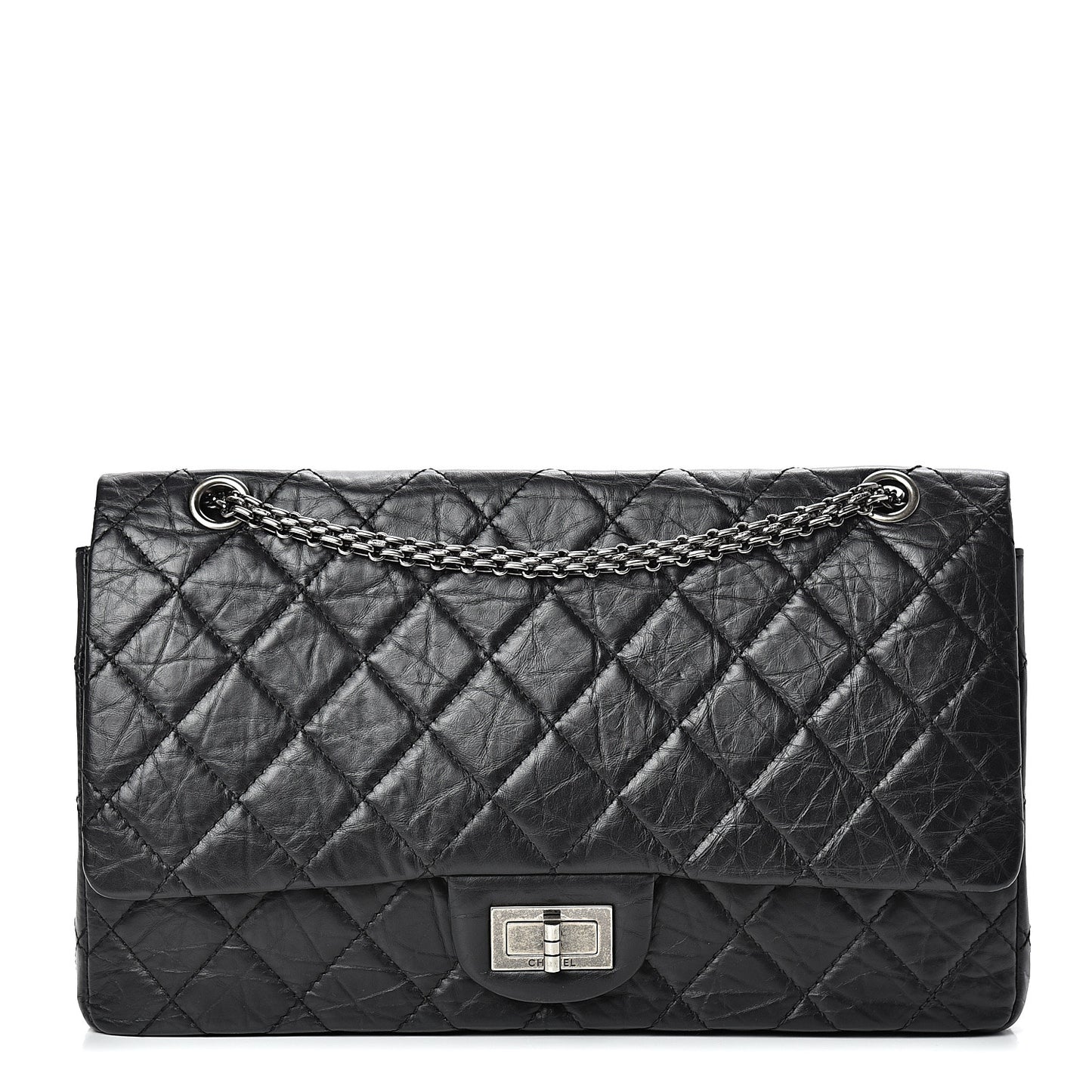 Aged Calfskin Quilted 2.55 Reissue 227 Flap Black