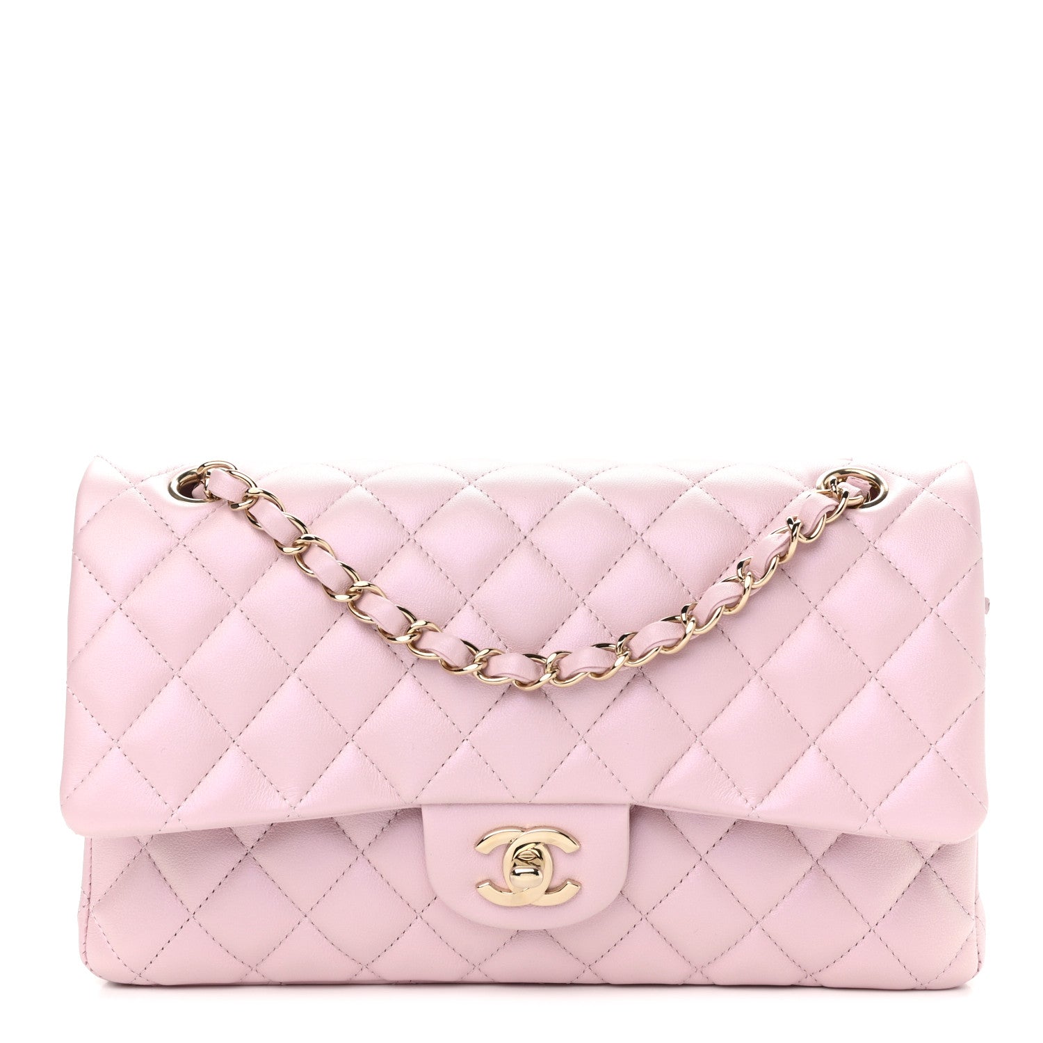Chanel Iridescent Calfskin Quilted Medium Double Flap Light Pink 1 of 11