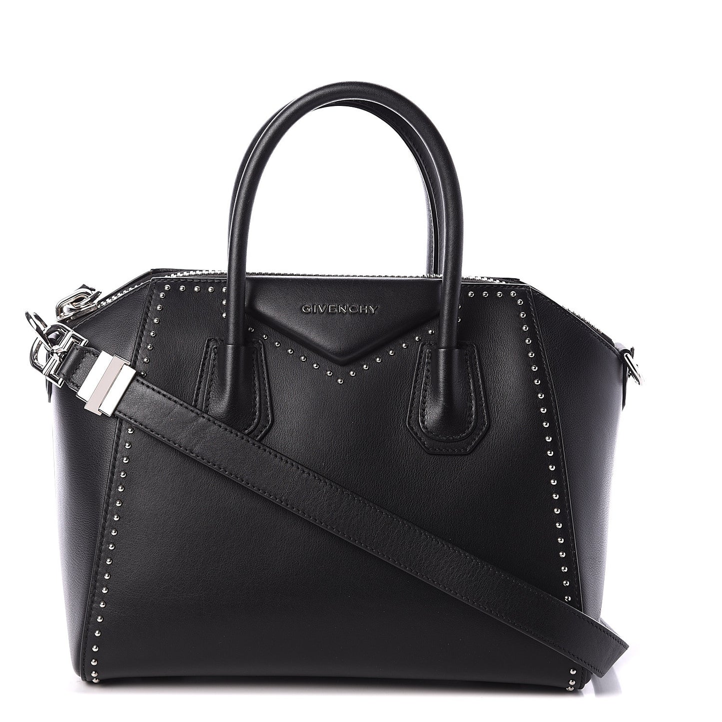 Calfskin Small Studded Antigona Black