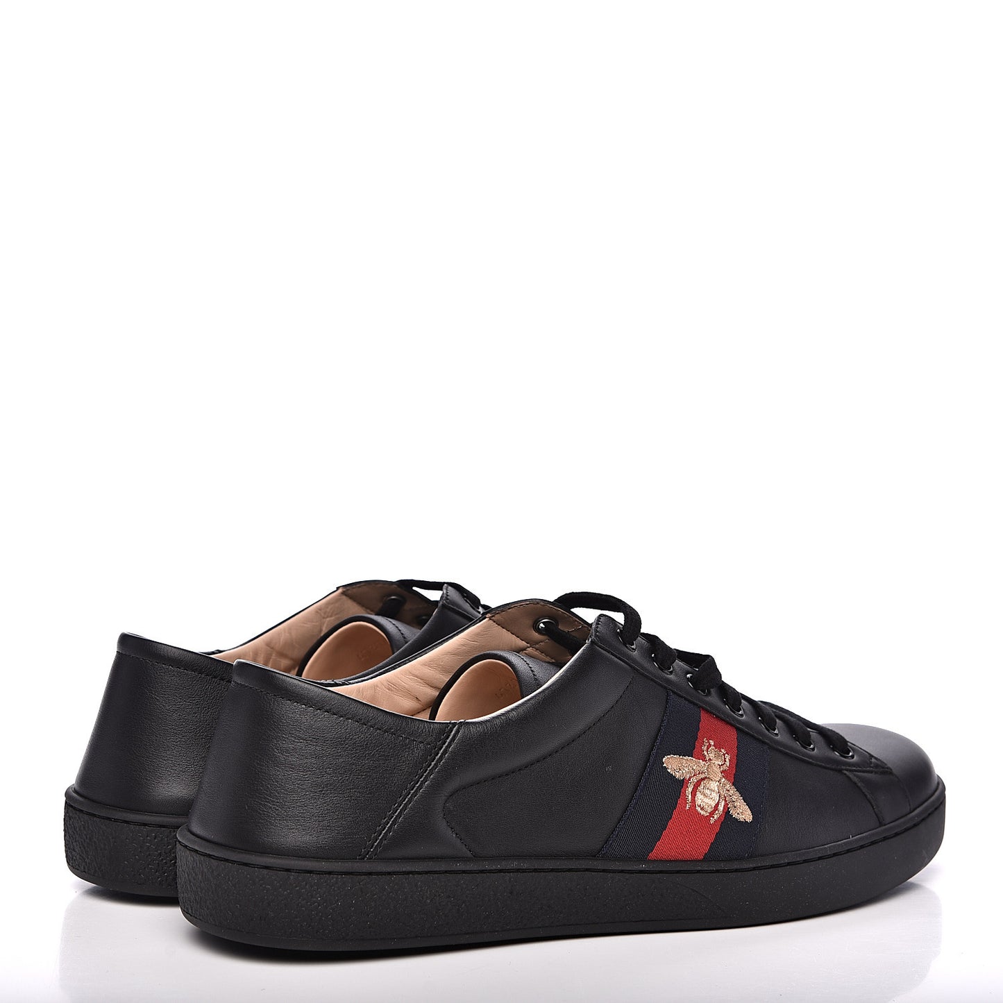 Calfskin Web Bee Embroidered Mens Ace Sneakers 12.5 Black