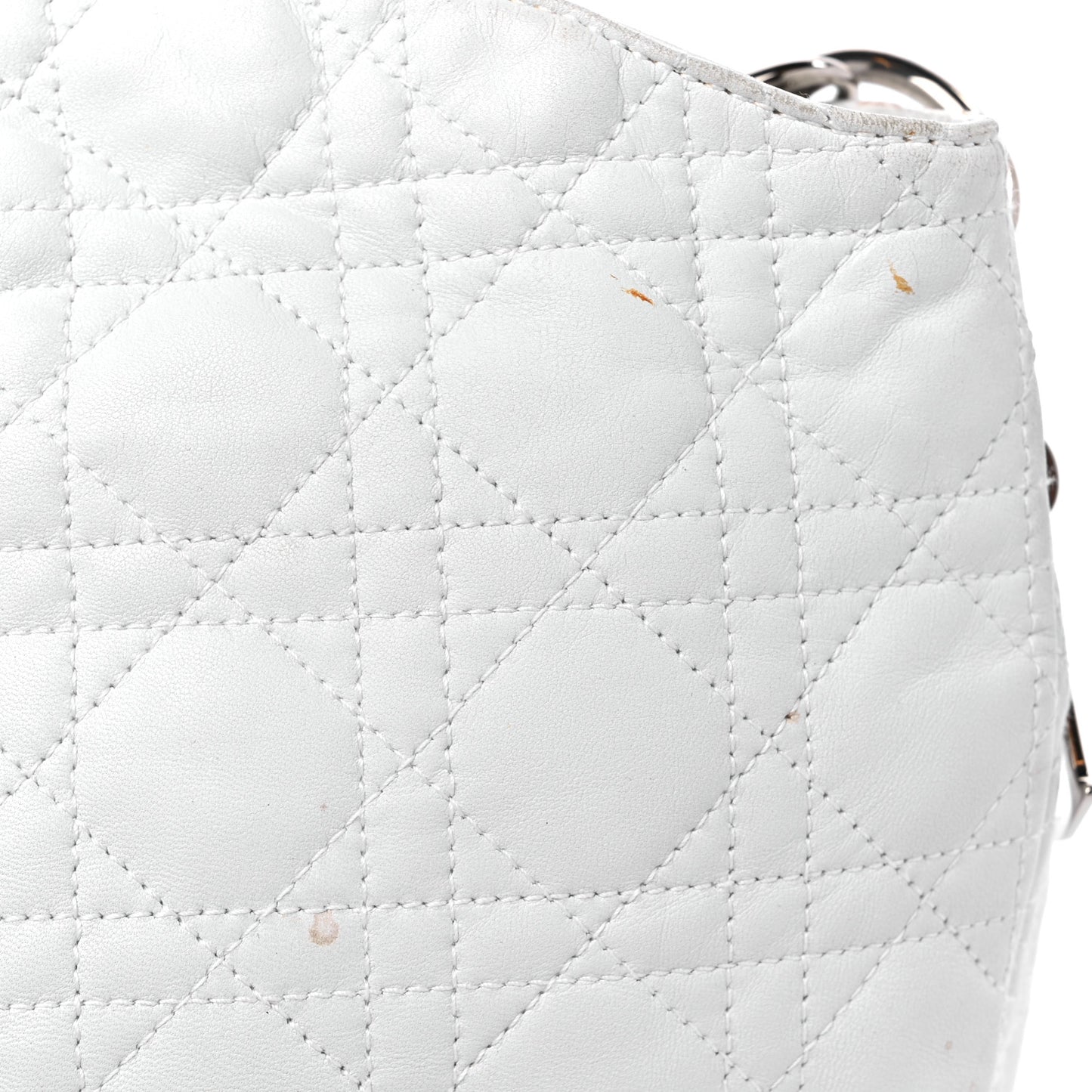 Lambskin Cannage Small Dior Soft Hobo White