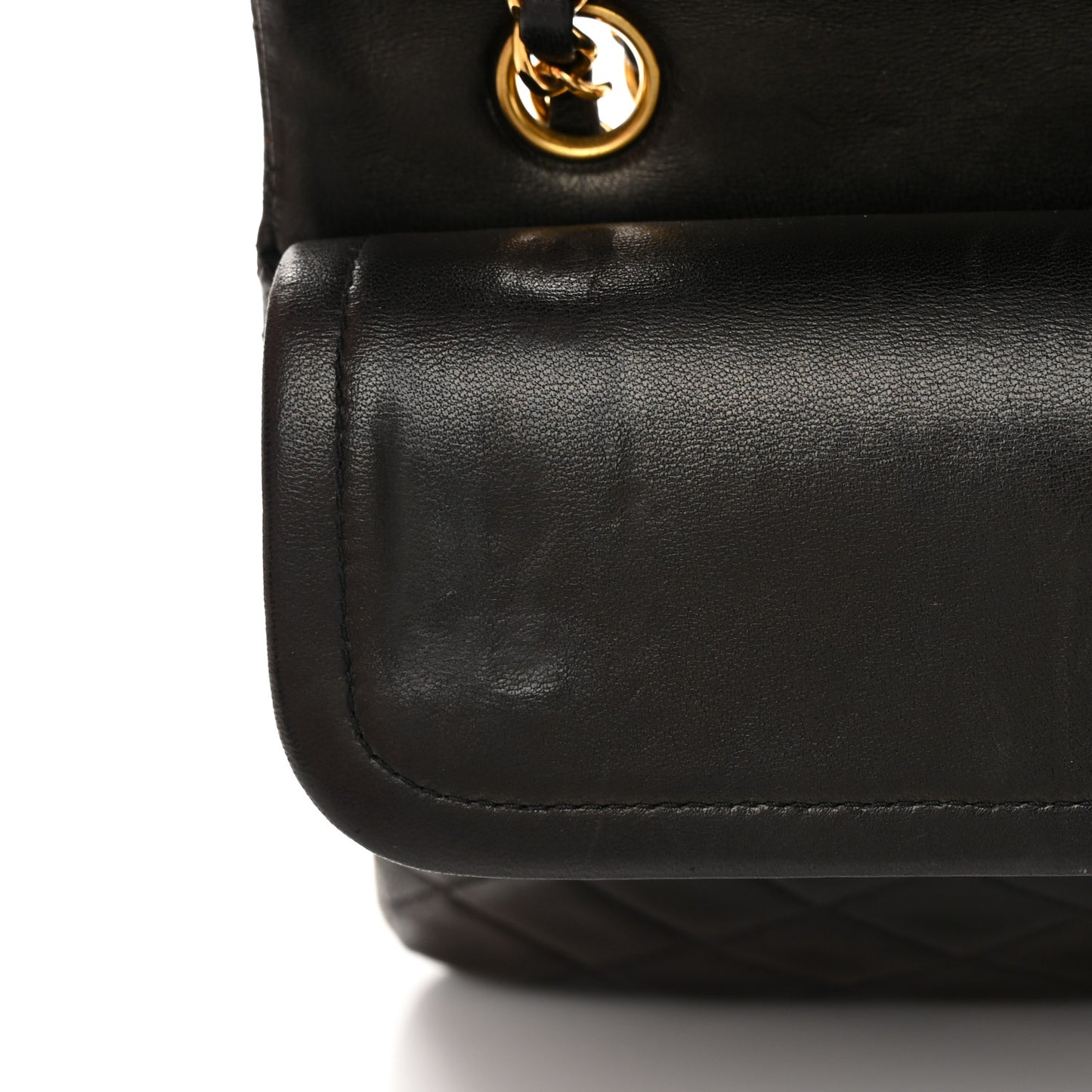 Lambskin Quilted Medium Double Flap Black
