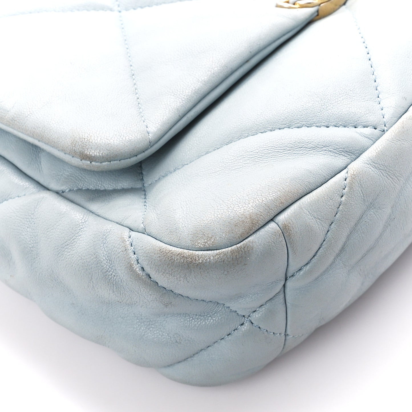 Lambskin Quilted Medium Chanel 19 Flap Light Blue
