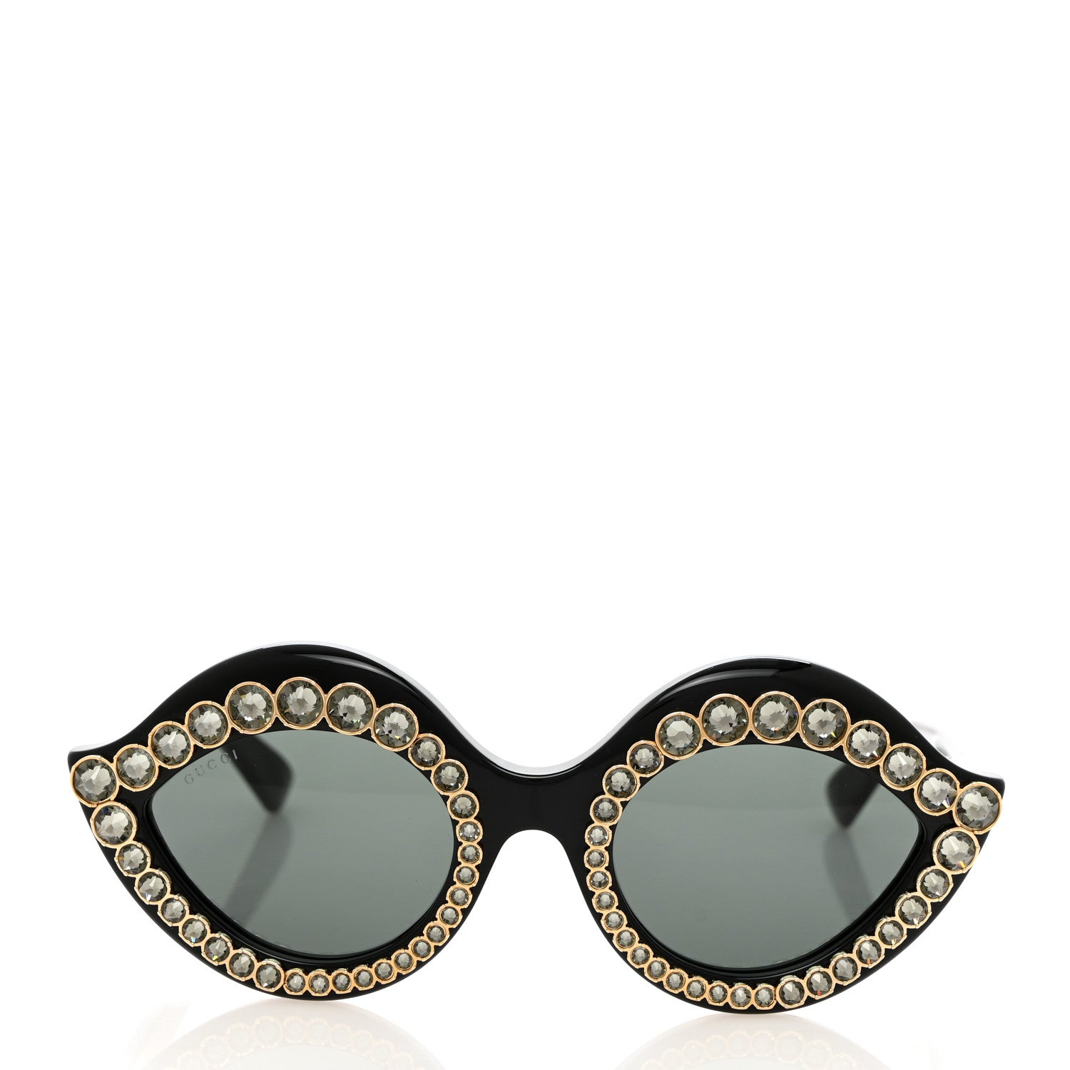 Gucci Acetate Crystal Studded Cat Eye Sunglasses GG0045S Black 2 of 8