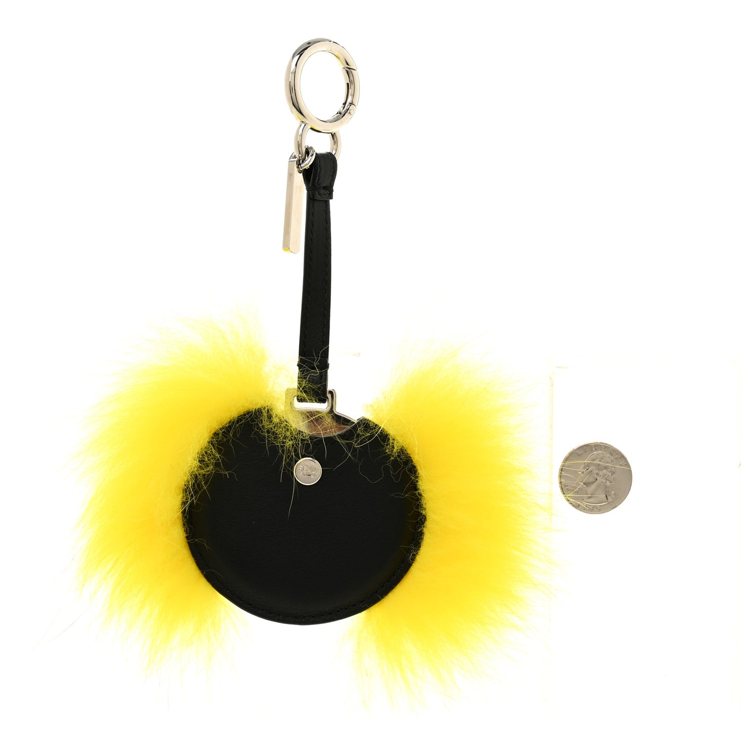 Fox Mink Fur Mirror Monster Bag Bug Charm Black Yellow