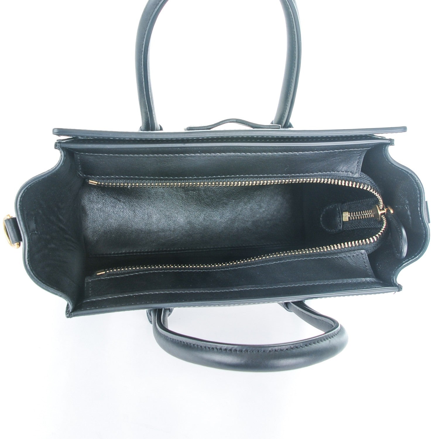Celine Bullhide Calfskin Nubuck Bi-Color Nano Luggage Black White 5 of 7