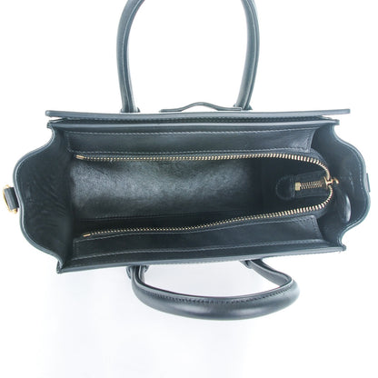 Celine Bullhide Calfskin Nubuck Bi-Color Nano Luggage Black White 5 of 7