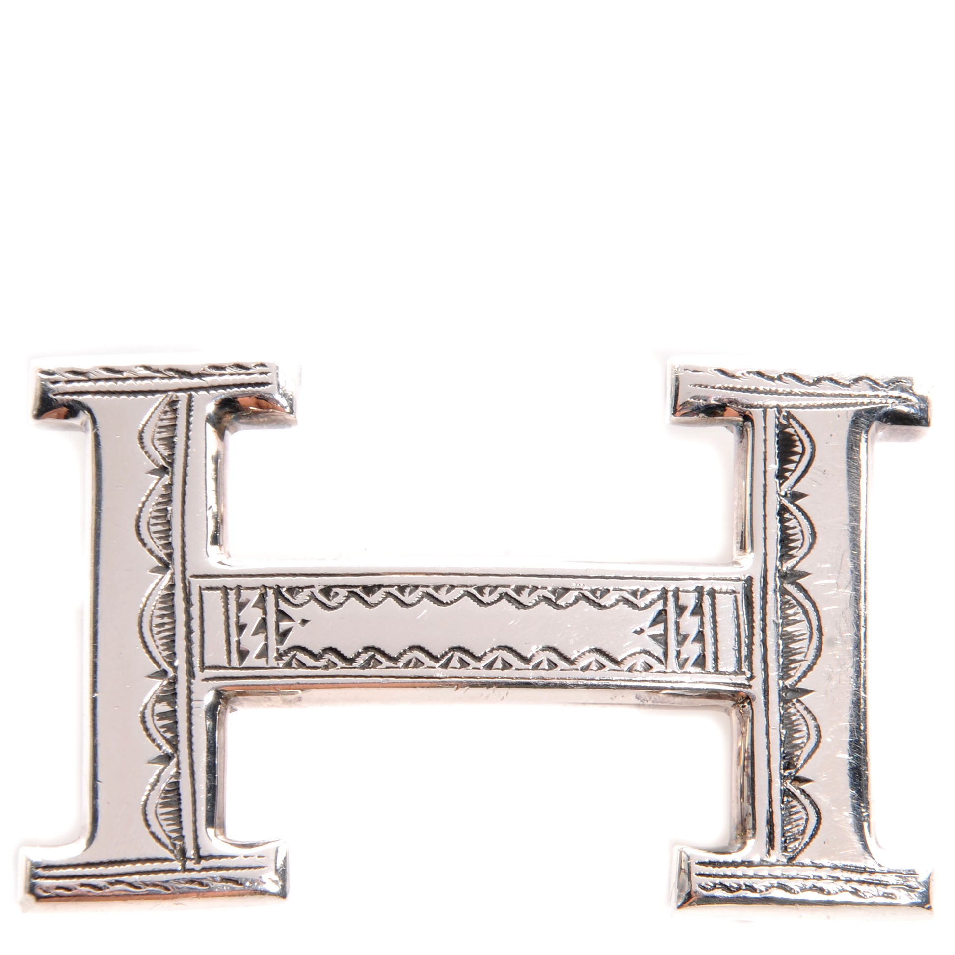 Hermes Sterling Silver Touareg 32mm H Belt Buckle 1 of 5