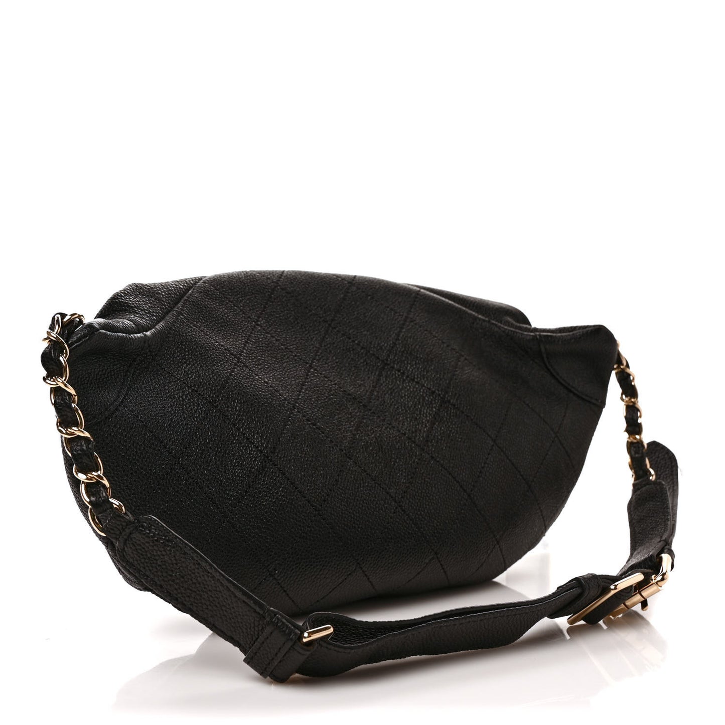 Caviar Stitched Banane Waist Bag Fanny Pack Black