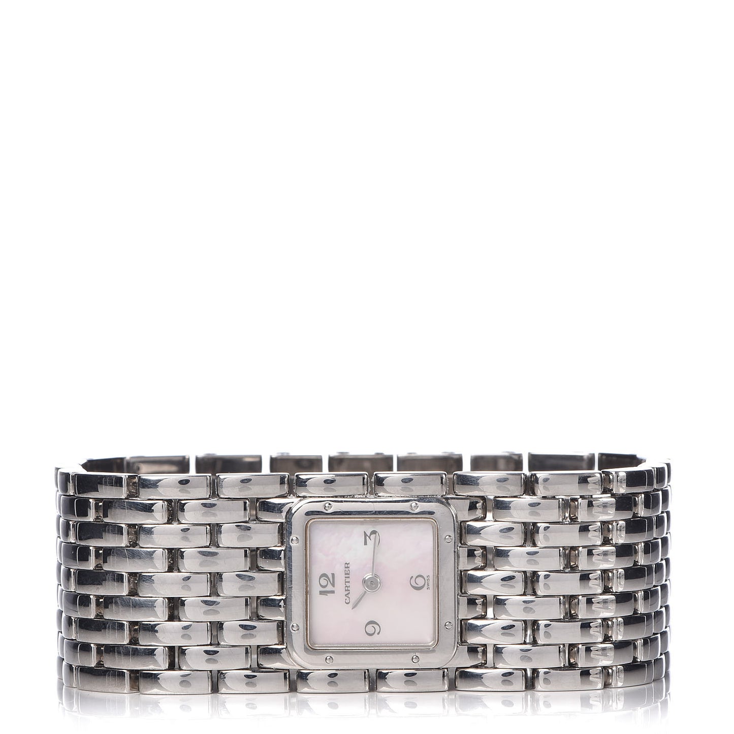 Stainless Steel Pink Mother of Pearl 21mm Panthere Ruban Quartz Watch