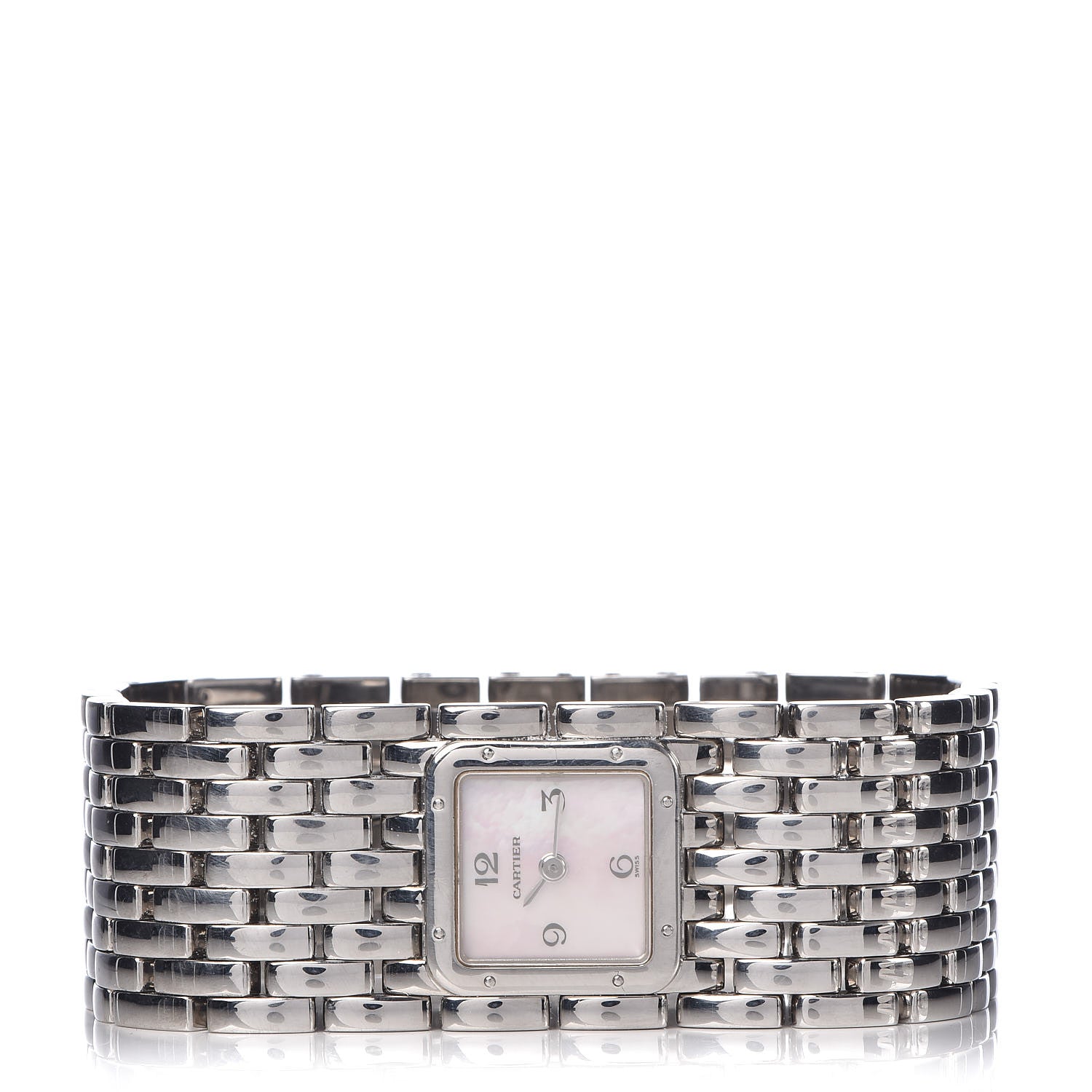 Cartier Stainless Steel Pink Mother of Pearl 21mm Panthere Ruban Quartz Watch 3 of 6